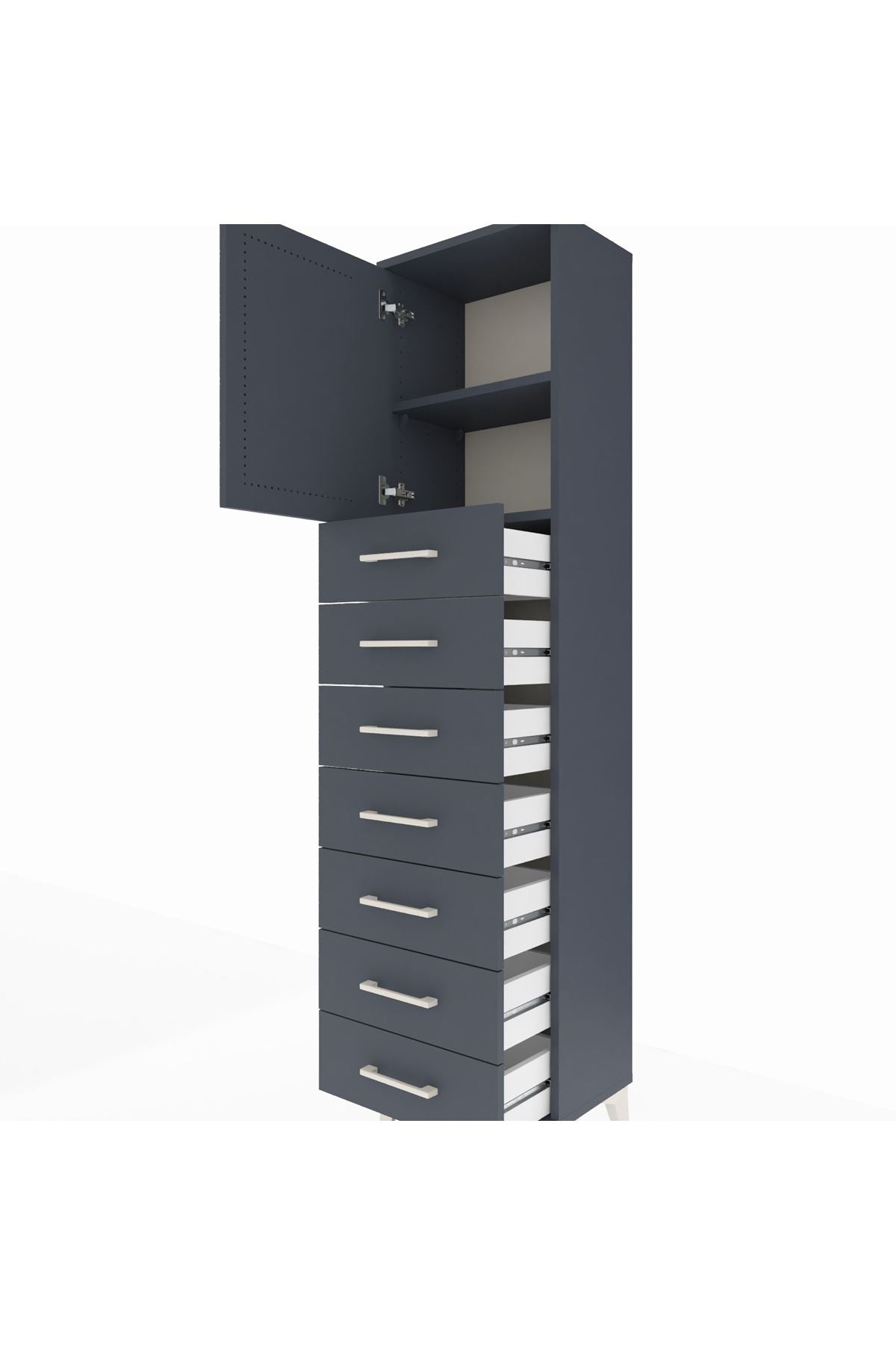 Arges Dolap 2 Raflı 7 Çekmeceli Tek Kapaklı 44x30x182 - S22M002V5A