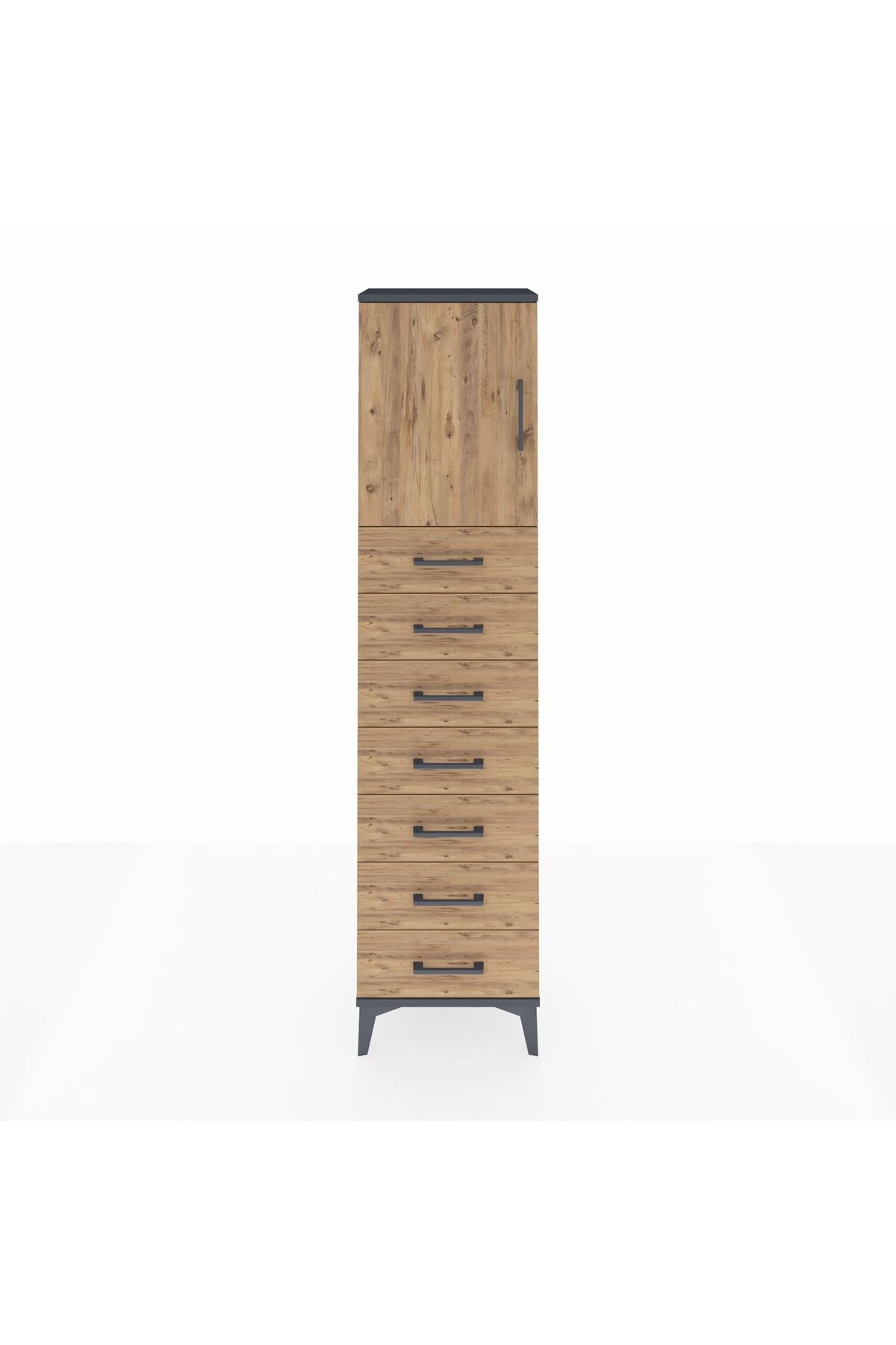 Arges Dolap 2 Raflı 7 Çekmeceli Tek Kapaklı 44x30x182 - S22M002V6A