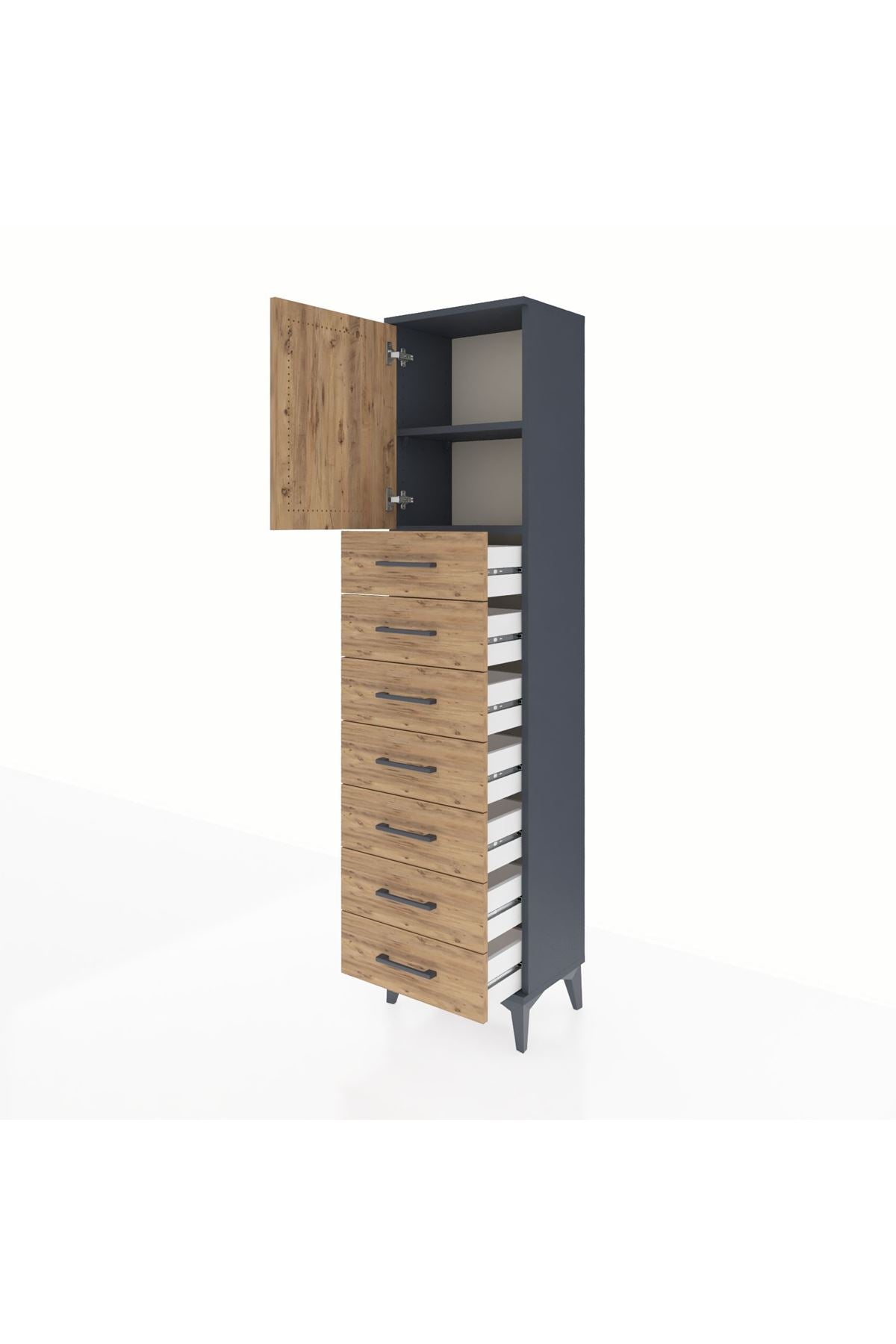 Arges Dolap 2 Raflı 7 Çekmeceli Tek Kapaklı 44x30x182 - S22M002V6A