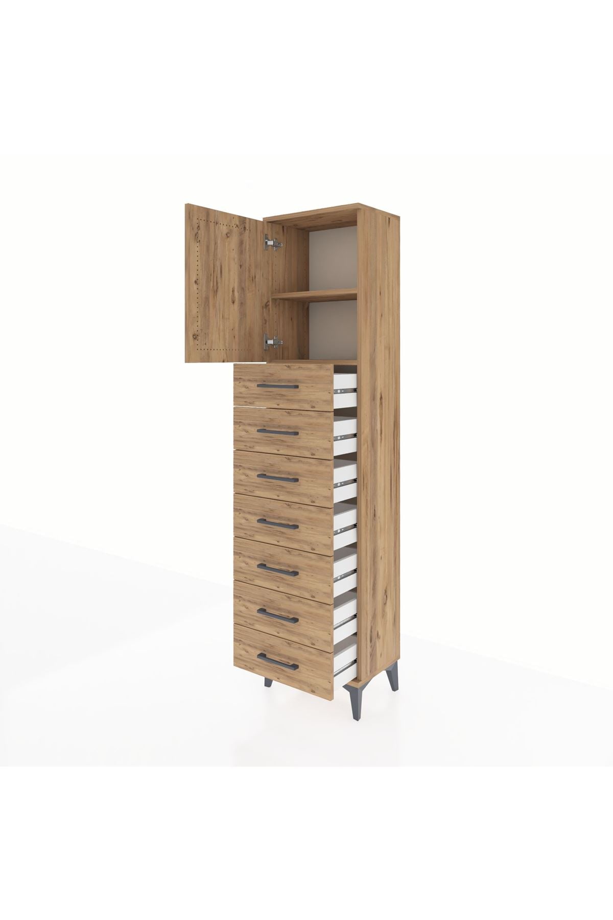 Arges Dolap 2 Raflı 7 Çekmeceli Tek Kapaklı 44x30x182 - S22M002V9A