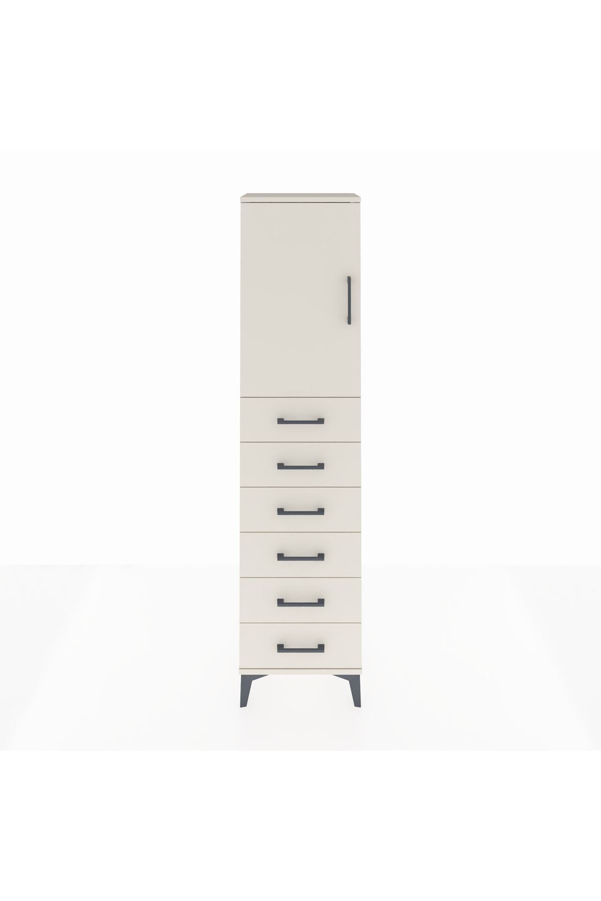 Arges Dolap 2 Raflı 6 Çekmeceli Tek Kapaklı 44x30x182 - S22M003V1A
