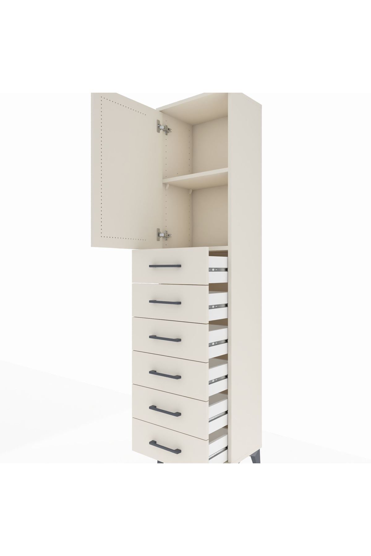 Arges Dolap 2 Raflı 6 Çekmeceli Tek Kapaklı 44x30x182 - S22M003V1A