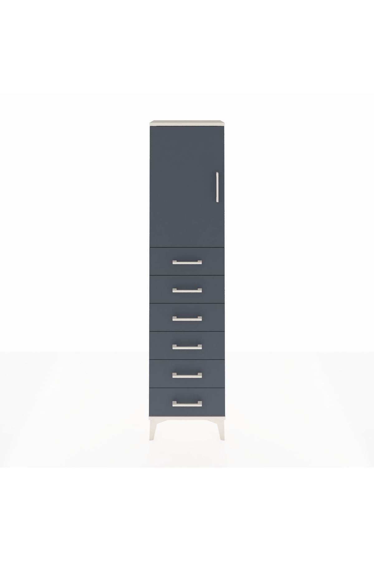 Arges Dolap 2 Raflı 6 Çekmeceli Tek Kapaklı 44x30x182 - S22M003V2A