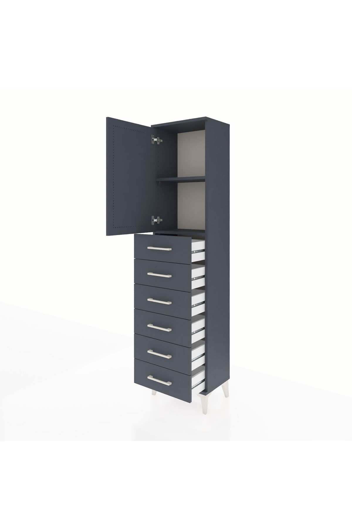 Arges Dolap 2 Raflı 6 Çekmeceli Tek Kapaklı 44x30x182 - S22M003V5A