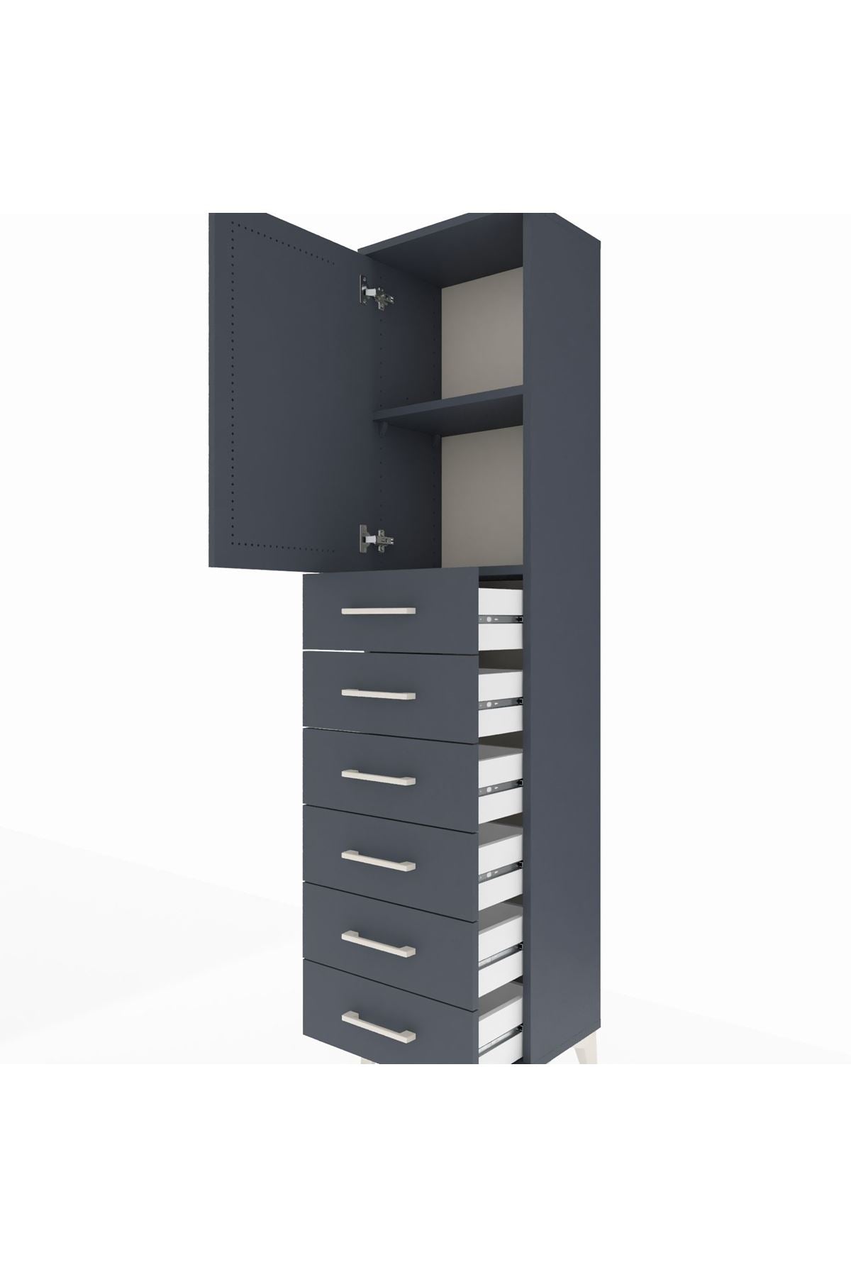 Arges Dolap 2 Raflı 6 Çekmeceli Tek Kapaklı 44x30x182 - S22M003V5A