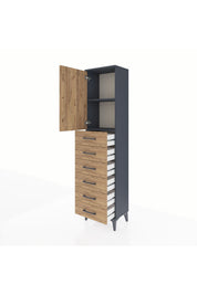 Arges Dolap 2 Raflı 6 Çekmeceli Tek Kapaklı 44x30x182 - S22M003V6A