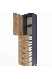 Arges Dolap 2 Raflı 6 Çekmeceli Tek Kapaklı 44x30x182 - S22M003V6A