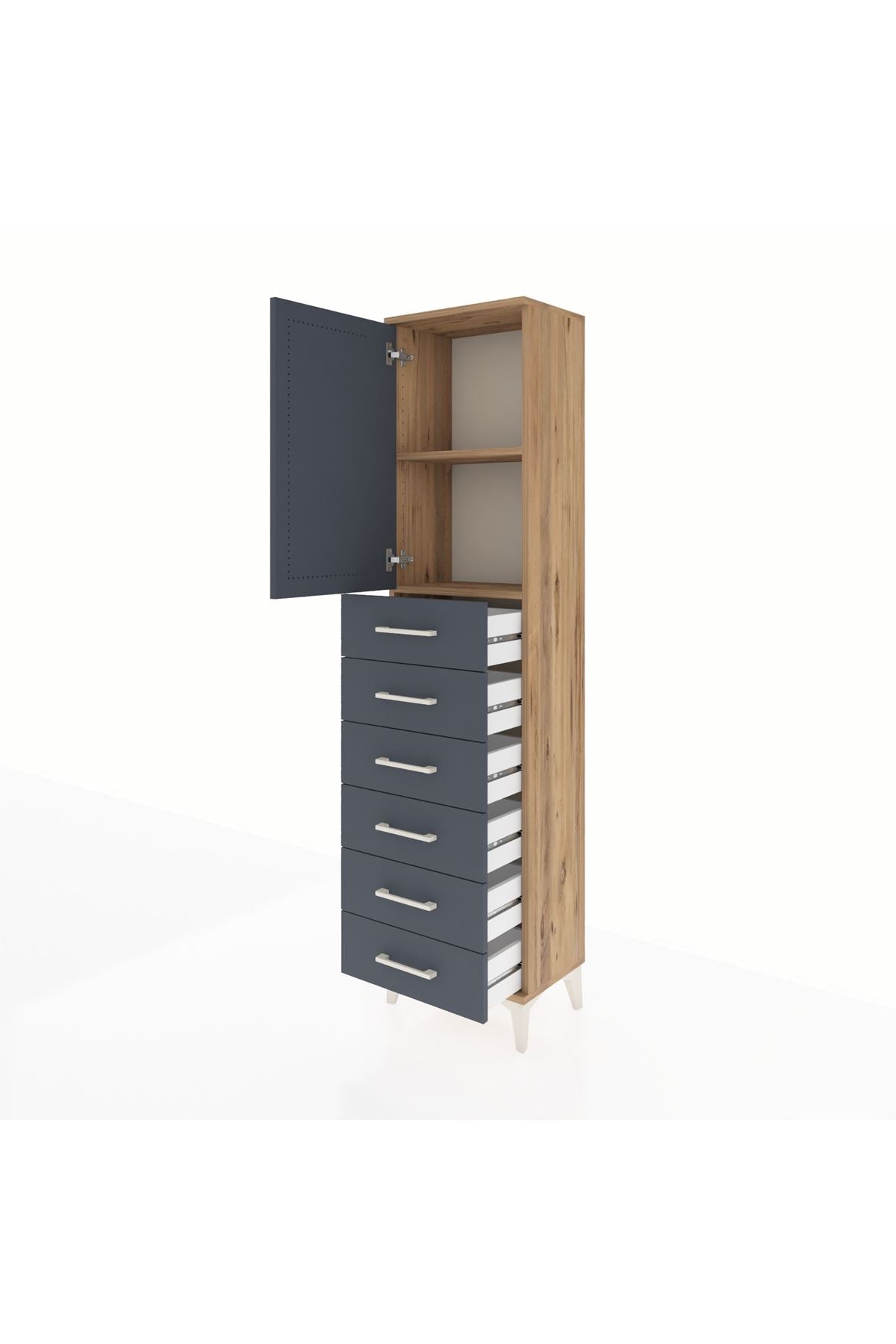 Arges Dolap 2 Raflı 6 Çekmeceli Tek Kapaklı 44x30x182 - S22M003V8A