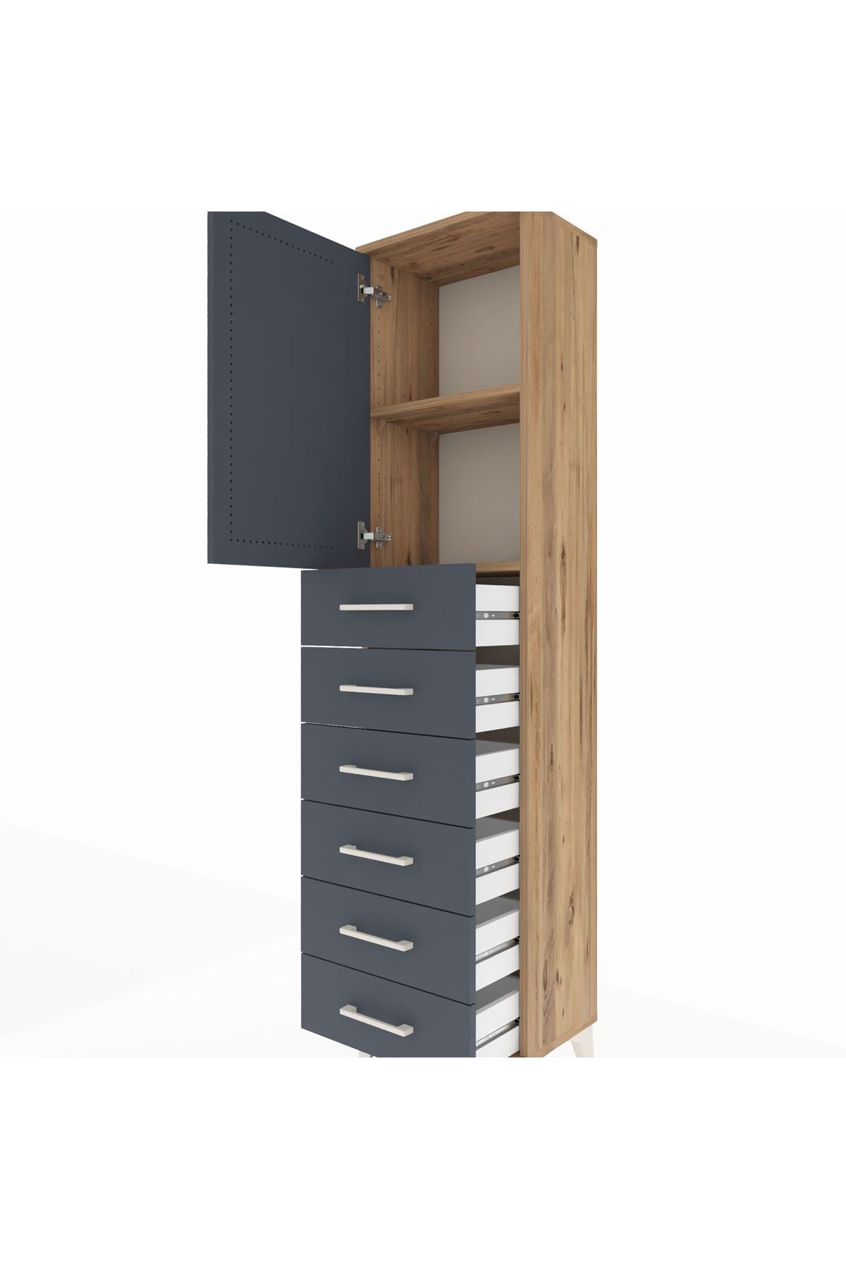 Arges Dolap 2 Raflı 6 Çekmeceli Tek Kapaklı 44x30x182 - S22M003V8A