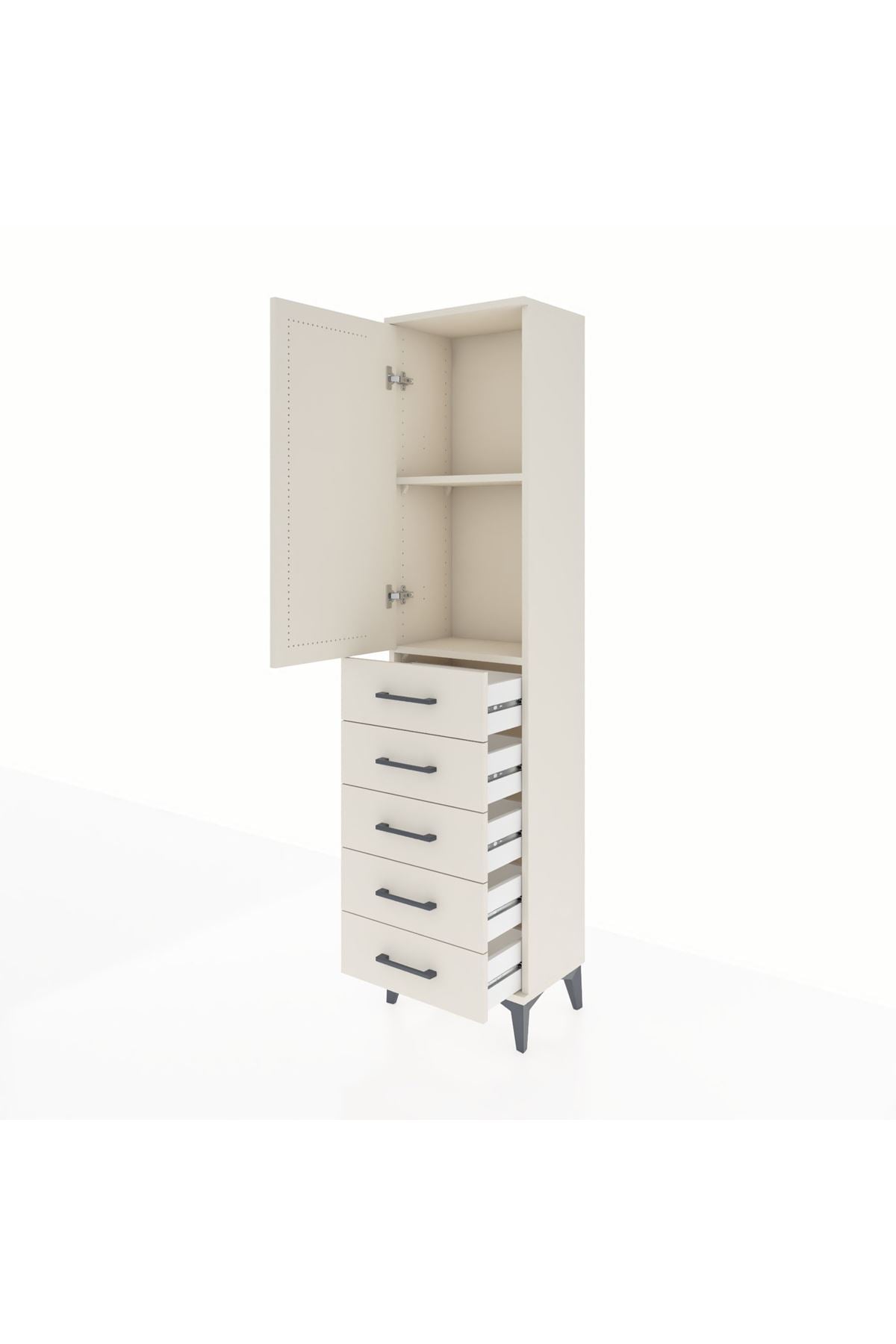 Arges Dolap 2 Raflı 5 Çekmeceli Tek Kapaklı 44x30x182 - S22M004V1A