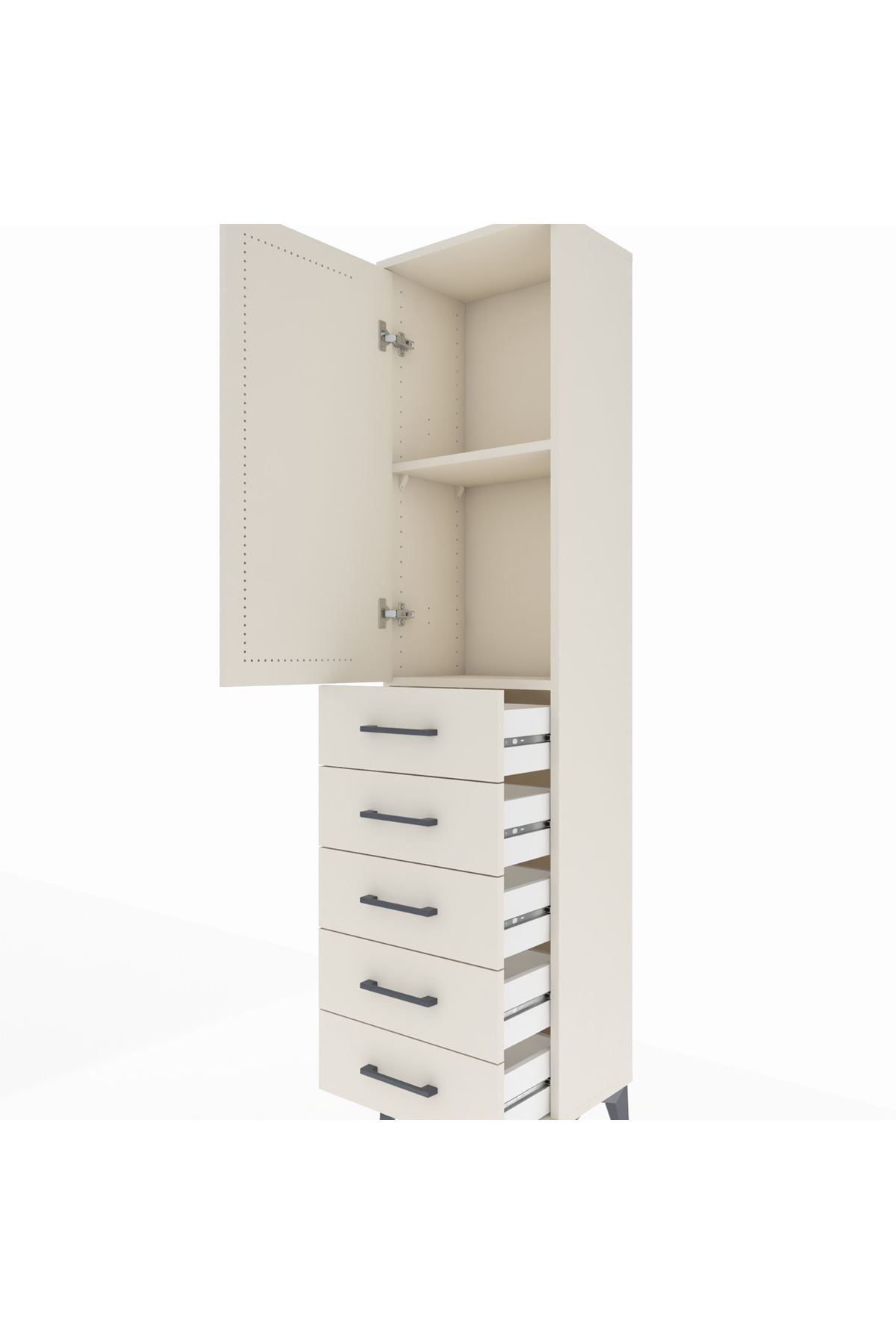 Arges Dolap 2 Raflı 5 Çekmeceli Tek Kapaklı 44x30x182 - S22M004V1A