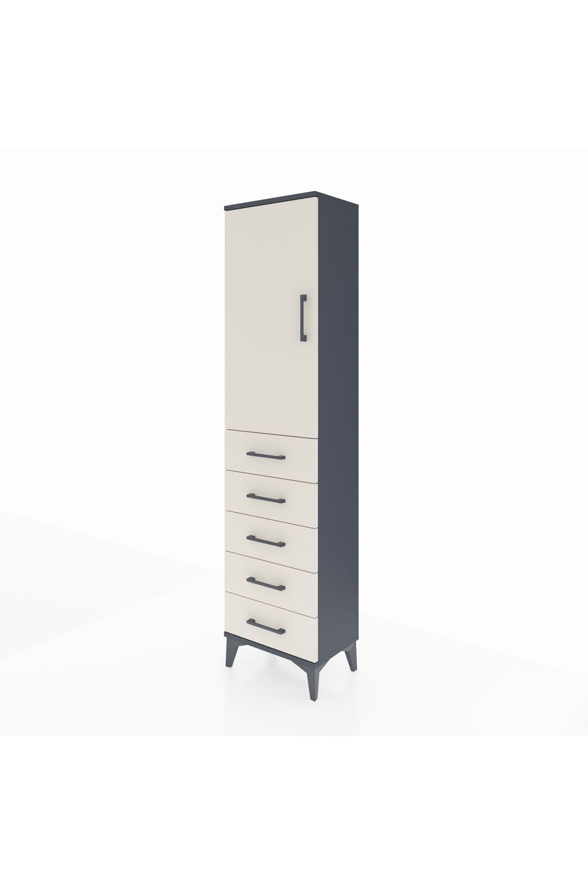 Arges Dolap 2 Raflı 5 Çekmeceli Tek Kapaklı 44x30x182 - S22M004V4A