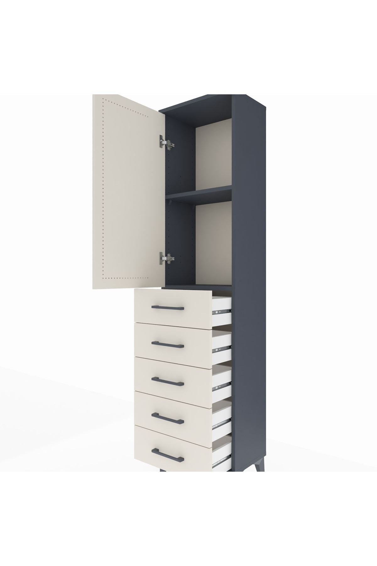 Arges Dolap 2 Raflı 5 Çekmeceli Tek Kapaklı 44x30x182 - S22M004V4A