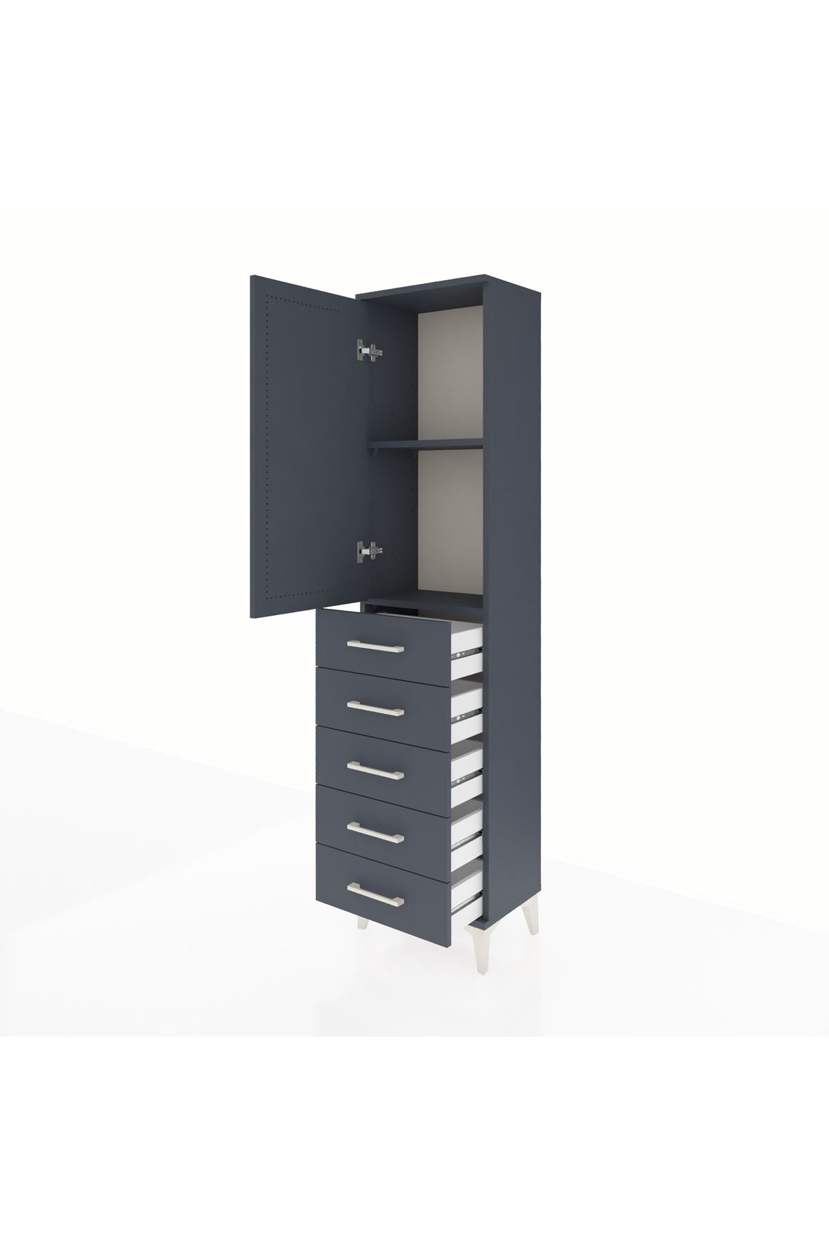 Arges Dolap 2 Raflı 5 Çekmeceli Tek Kapaklı 44x30x182 - S22M004V5A