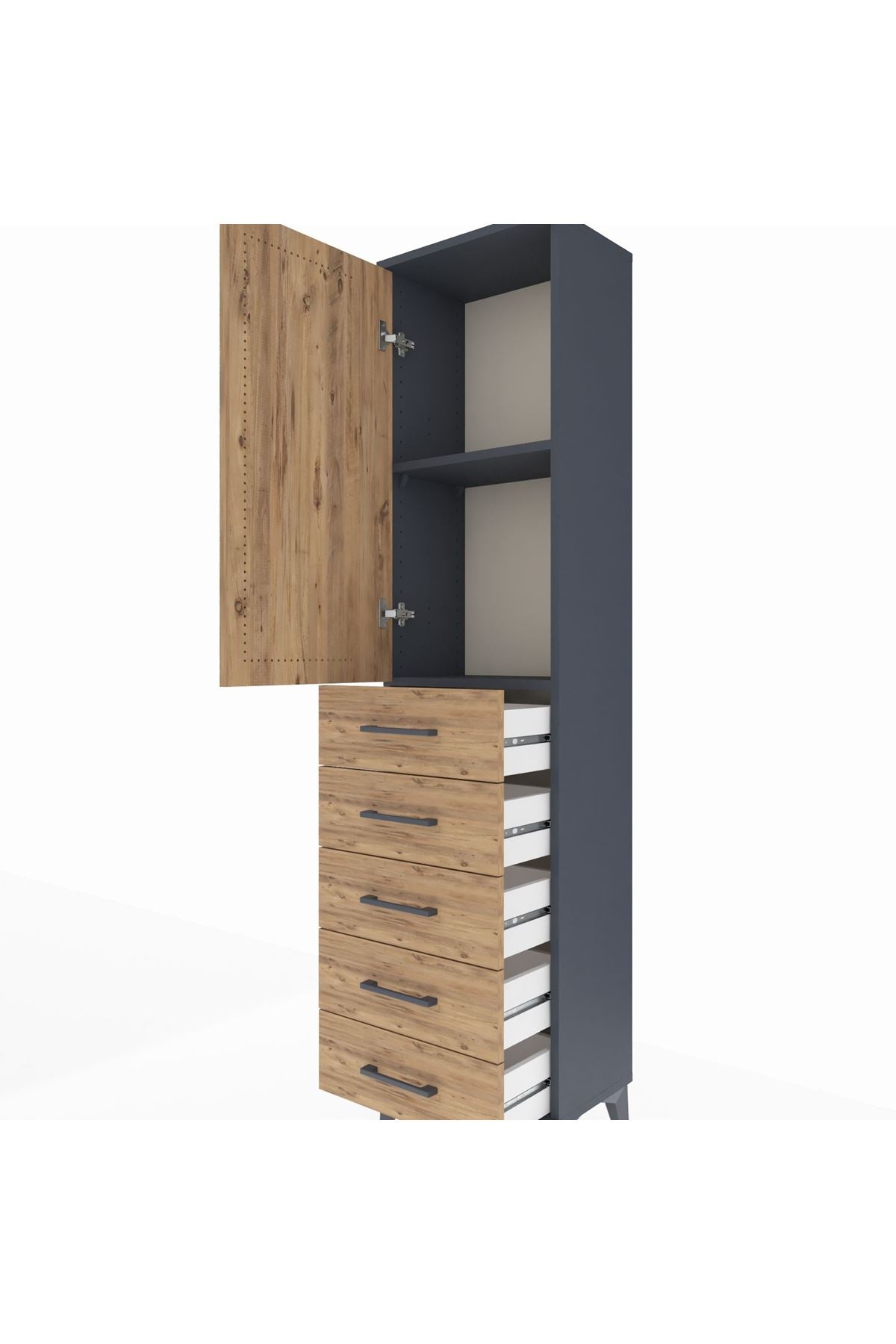Arges Dolap 2 Raflı 5 Çekmeceli Tek Kapaklı 44x30x182 - S22M004V6A