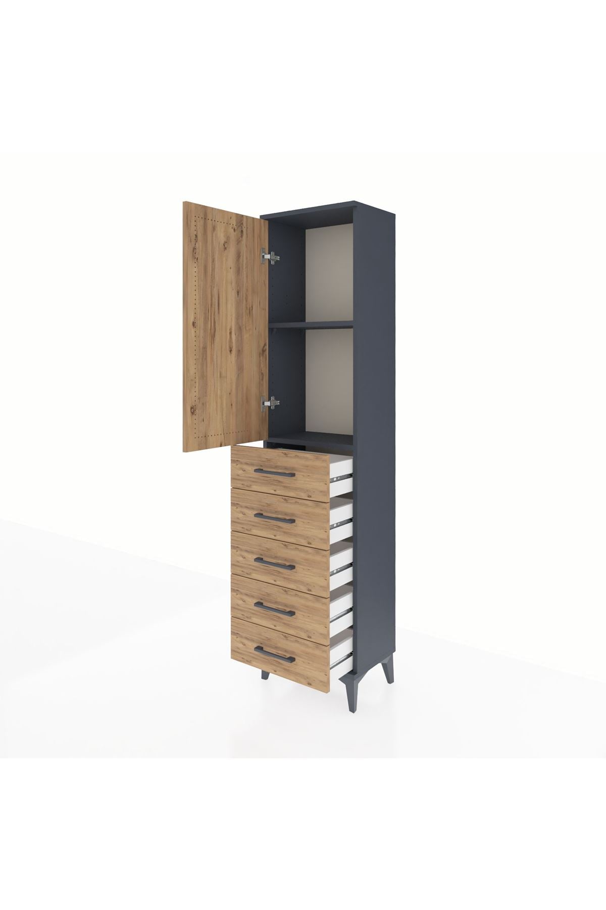 Arges Dolap 2 Raflı 5 Çekmeceli Tek Kapaklı 44x30x182 - S22M004V6A