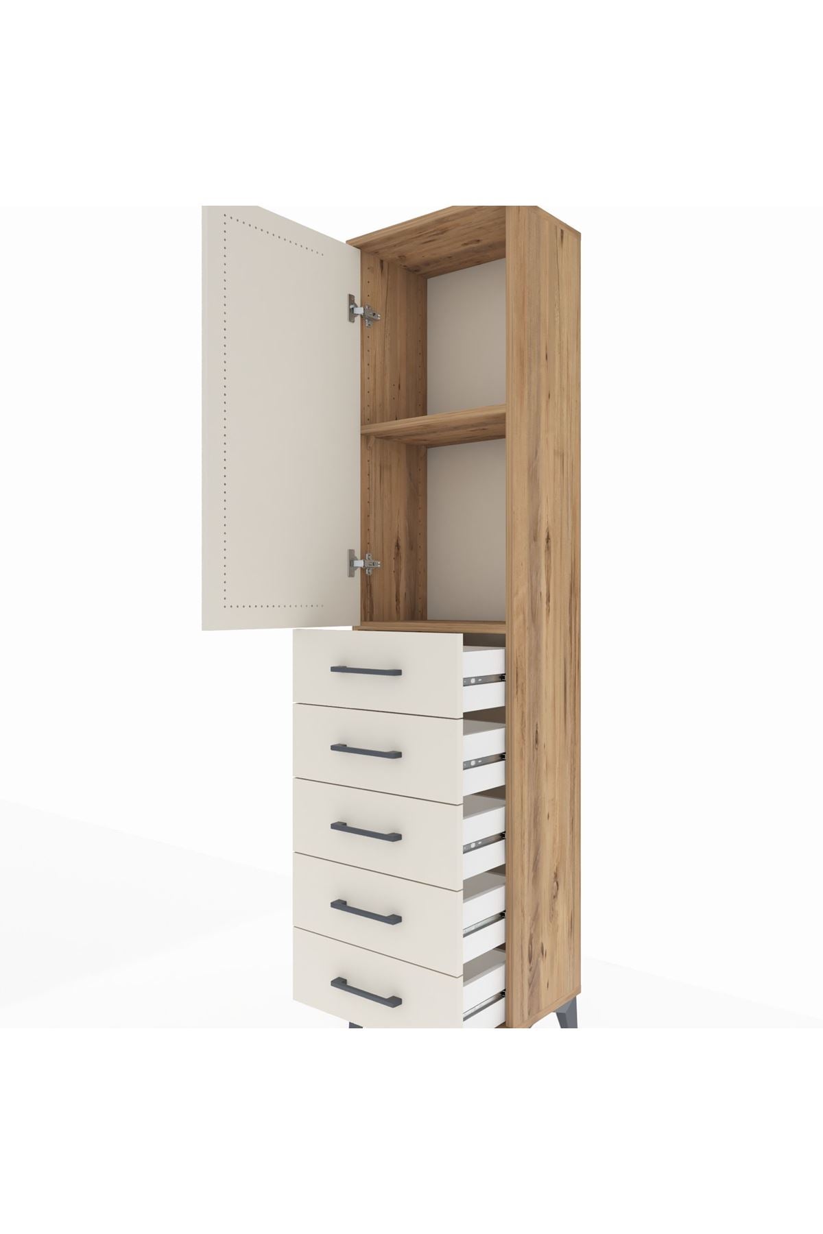 Arges Dolap 2 Raflı 5 Çekmeceli Tek Kapaklı 44x30x182 - S22M004V7A
