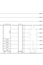 Arges Dolap 2 Raflı 5 Çekmeceli Tek Kapaklı 44x30x182 - S22M004V7A