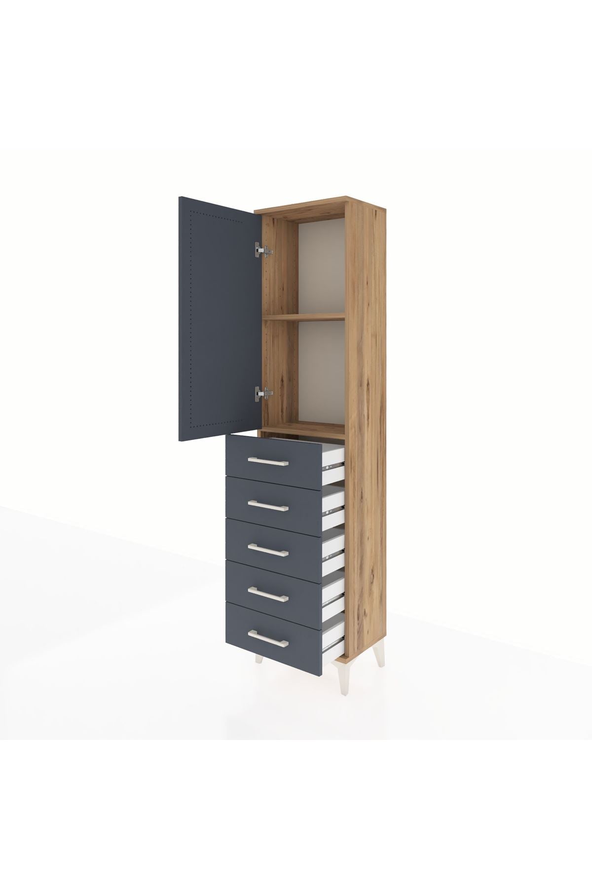 Arges Dolap 2 Raflı 5 Çekmeceli Tek Kapaklı 44x30x182 - S22M004V8A