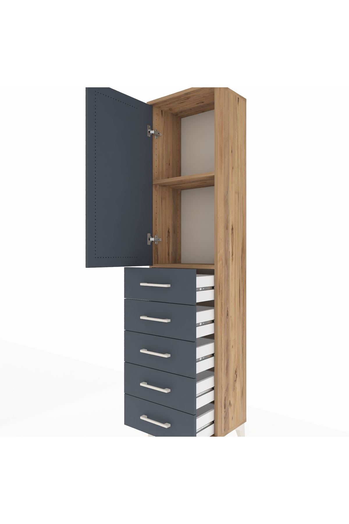 Arges Dolap 2 Raflı 5 Çekmeceli Tek Kapaklı 44x30x182 - S22M004V8A