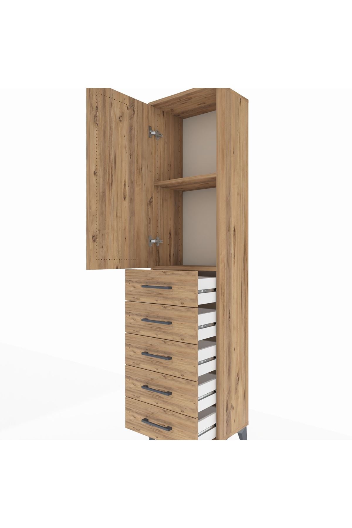 Arges Dolap 2 Raflı 5 Çekmeceli Tek Kapaklı 44x30x182 - S22M004V9A