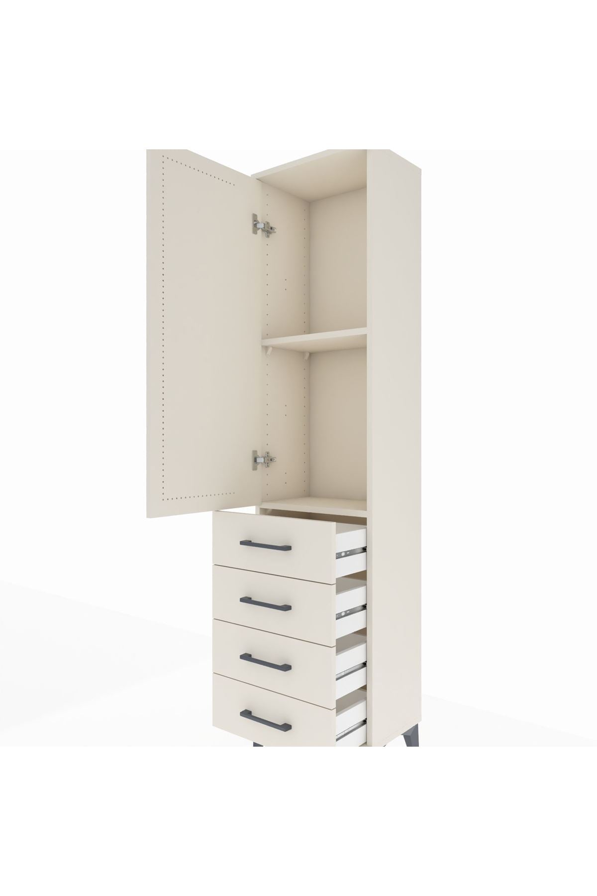 Arges Dolap 2 Raflı 4 Çekmeceli Tek Kapaklı 44x30x182 - S22M005V1A