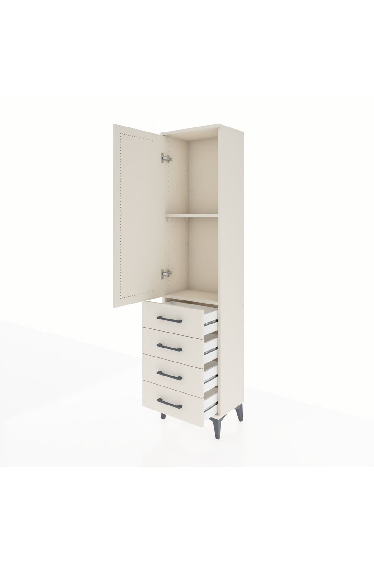 Arges Dolap 2 Raflı 4 Çekmeceli Tek Kapaklı 44x30x182 - S22M005V1A