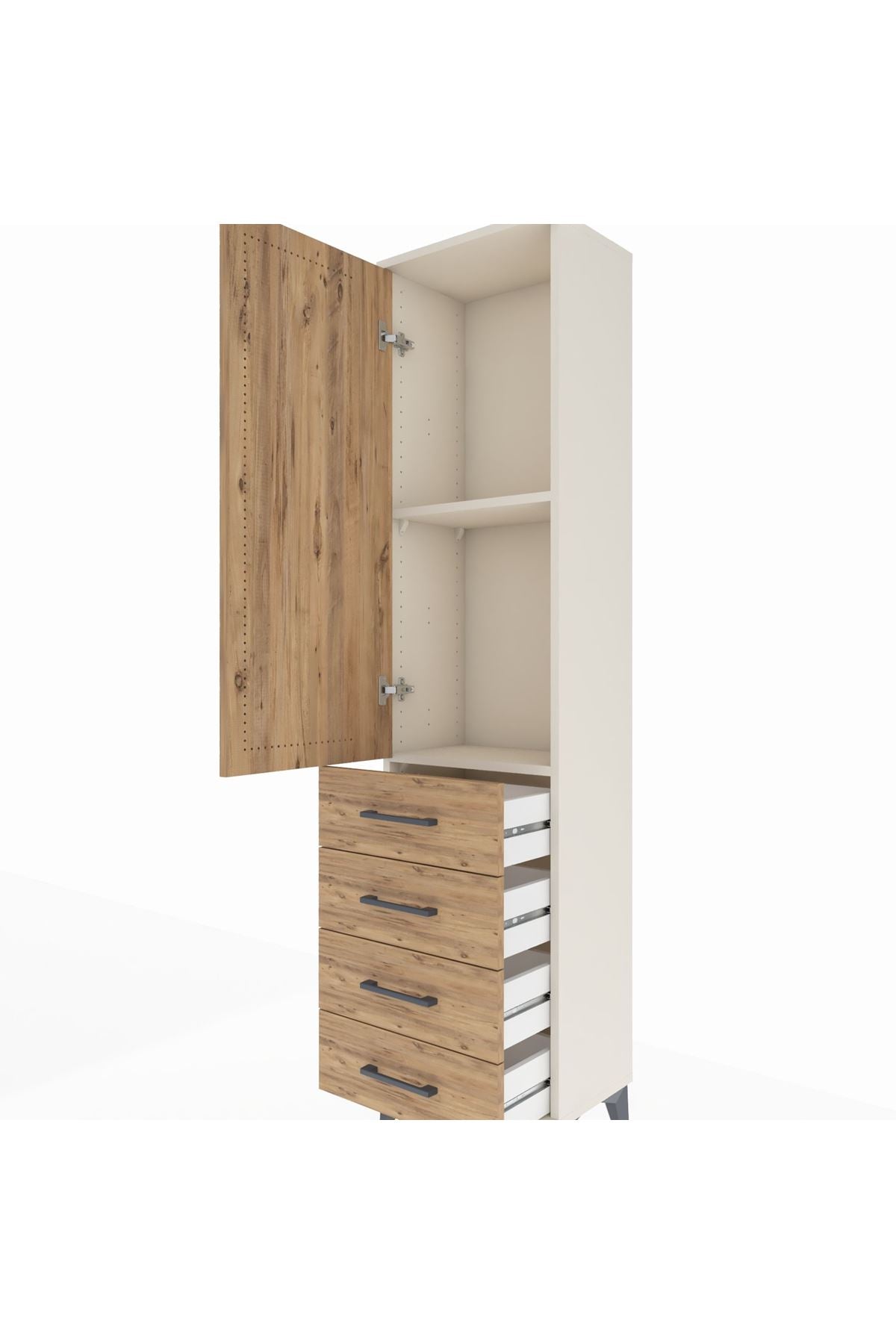 Arges Dolap 2 Raflı 4 Çekmeceli Tek Kapaklı 44x30x182 - S22M005V3A