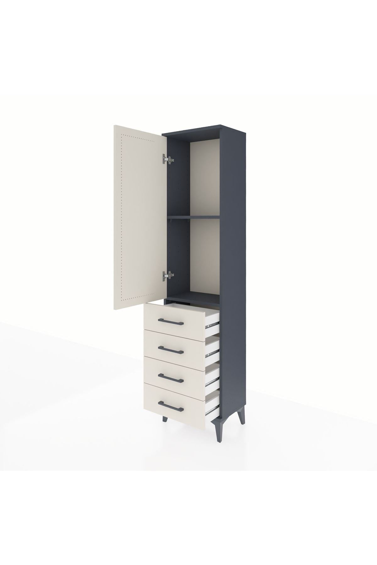 Arges Dolap 2 Raflı 4 Çekmeceli Tek Kapaklı 44x30x182 - S22M005V4A
