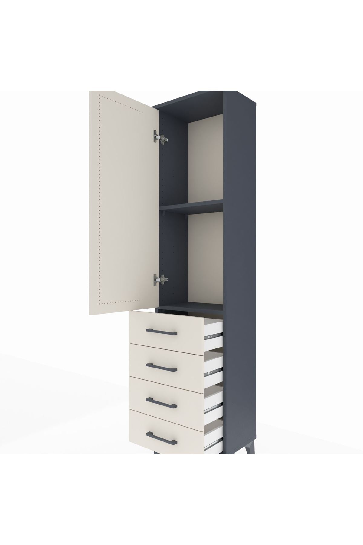 Arges Dolap 2 Raflı 4 Çekmeceli Tek Kapaklı 44x30x182 - S22M005V4A