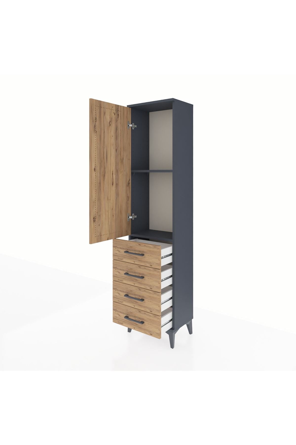 Arges Dolap 2 Raflı 4 Çekmeceli Tek Kapaklı 44x30x182 - S22M005V6A