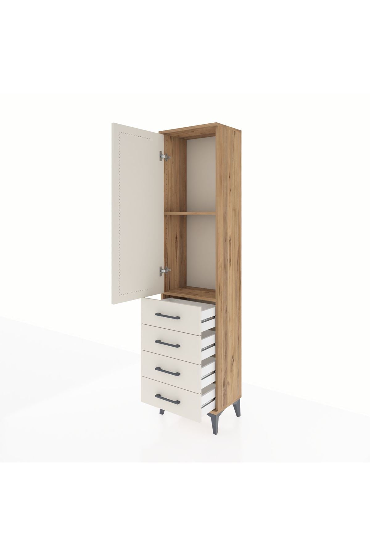 Arges Dolap 2 Raflı 4 Çekmeceli Tek Kapaklı 44x30x182 - S22M005V7A