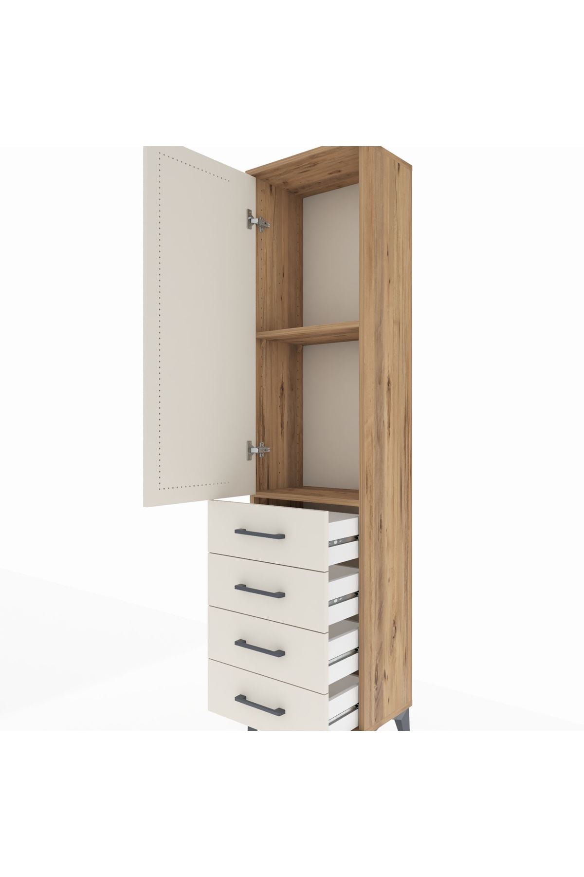 Arges Dolap 2 Raflı 4 Çekmeceli Tek Kapaklı 44x30x182 - S22M005V7A