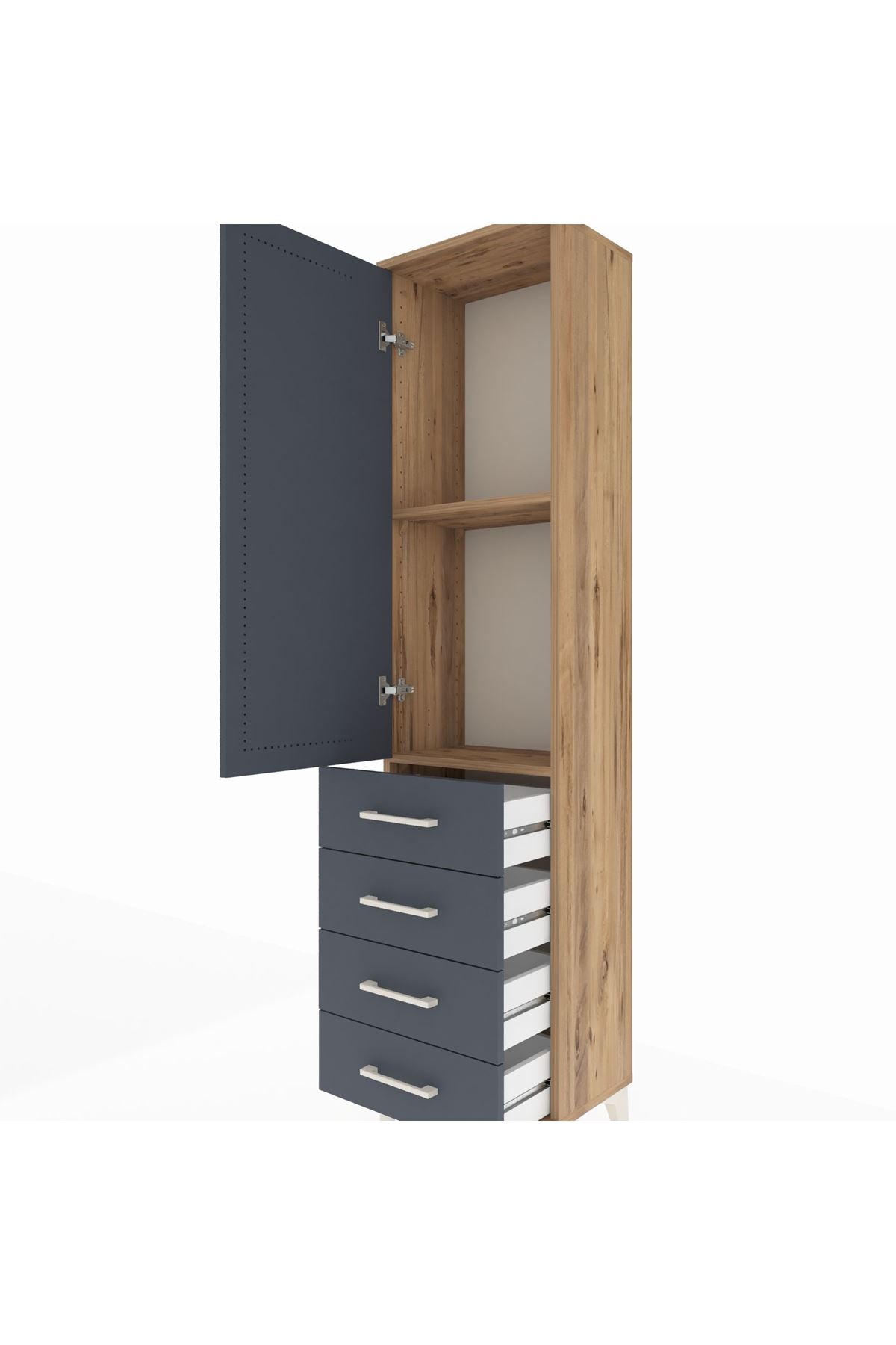 Arges Dolap 2 Raflı 4 Çekmeceli Tek Kapaklı 44x30x182 - S22M005V8A