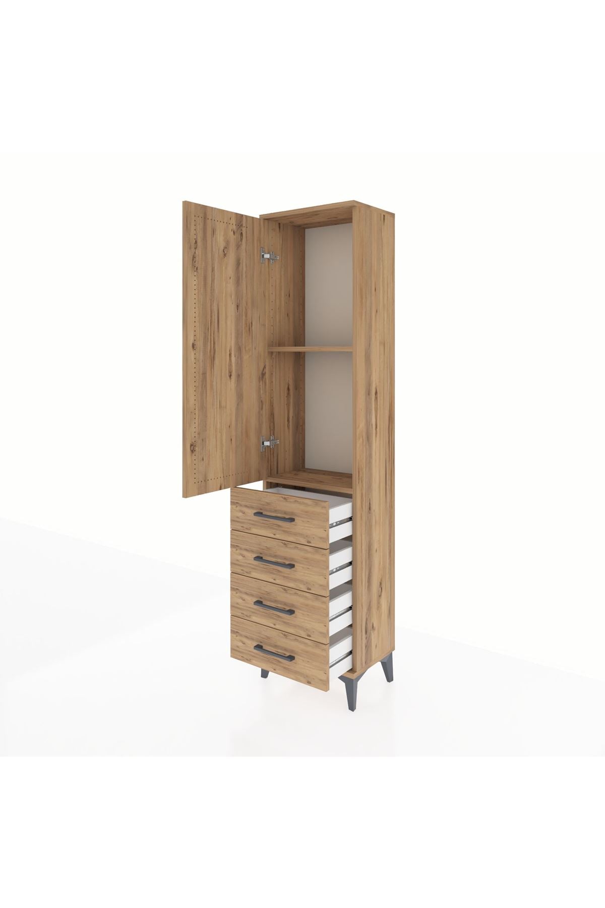 Arges Dolap 2 Raflı 4 Çekmeceli Tek Kapaklı 44x30x182 - S22M005V9A
