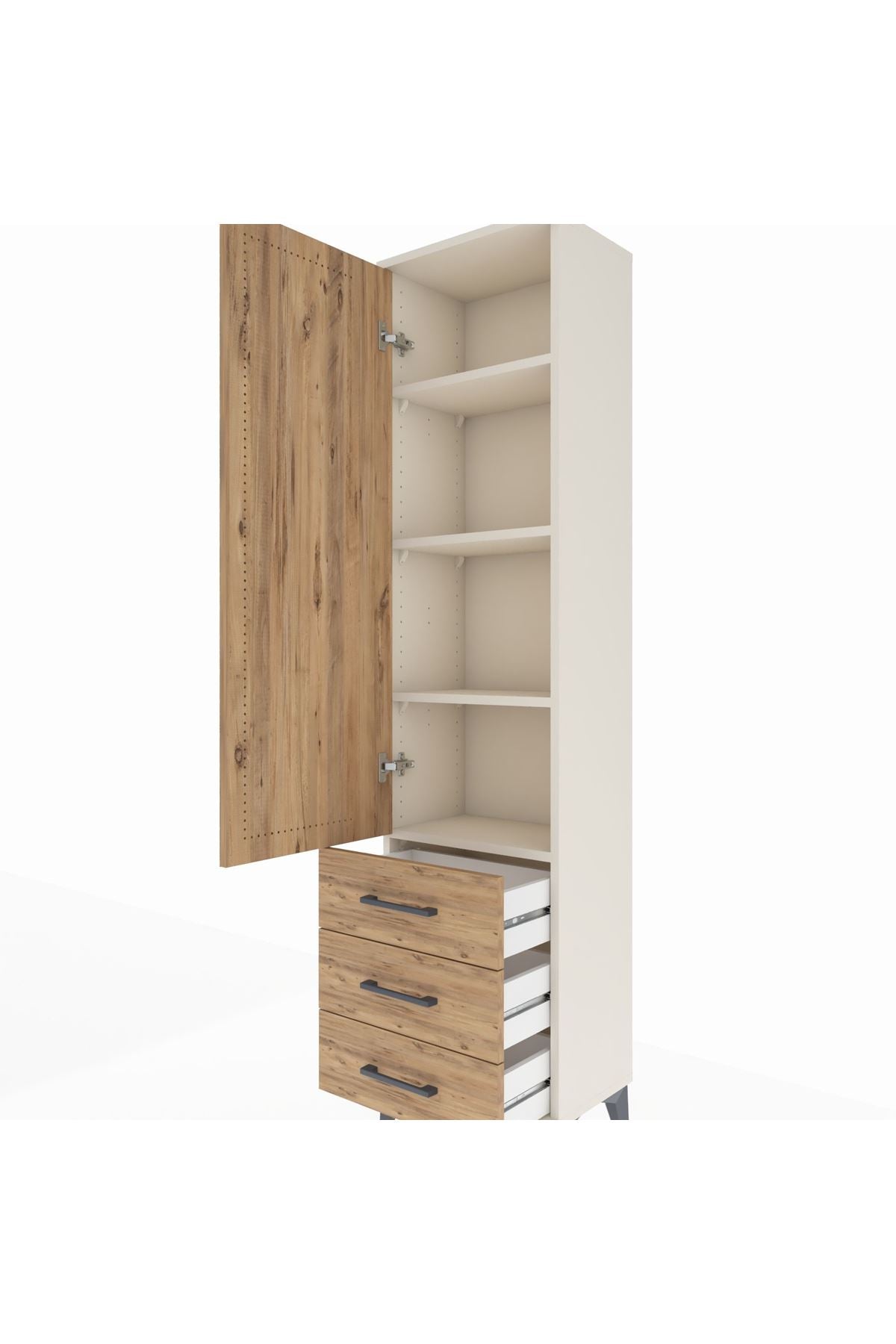 Arges Dolap 4 Raflı 3 Çekmeceli Tek Kapaklı 44x30x182 - S22M006V3A