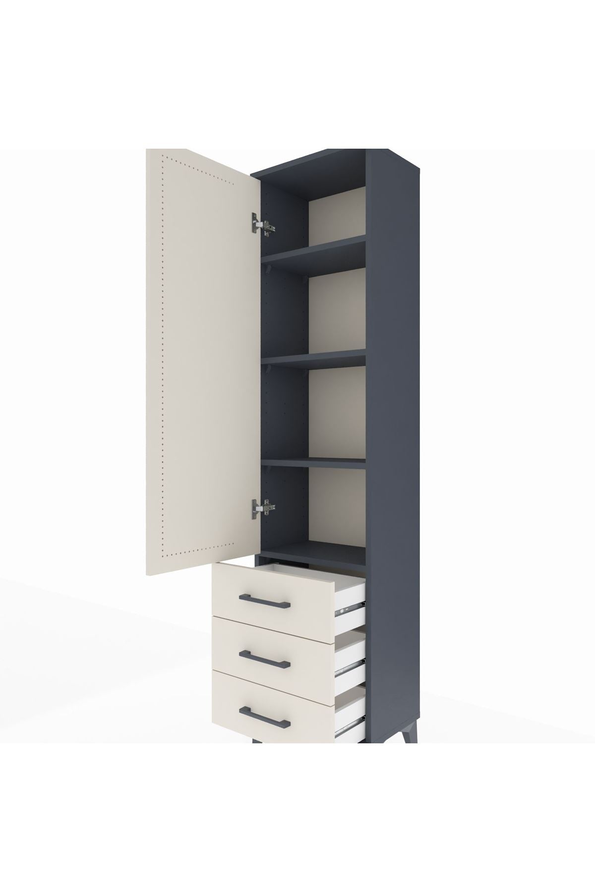 Arges Dolap 4 Raflı 3 Çekmeceli Tek Kapaklı 44x30x182 - S22M006V4A