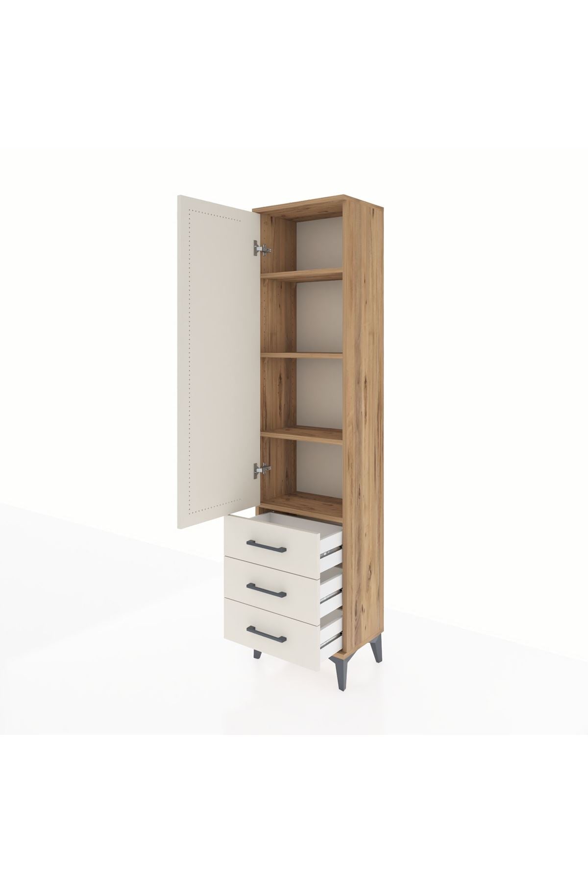 Arges Dolap 4 Raflı 3 Çekmeceli Tek Kapaklı 44x30x182 - S22M006V7A