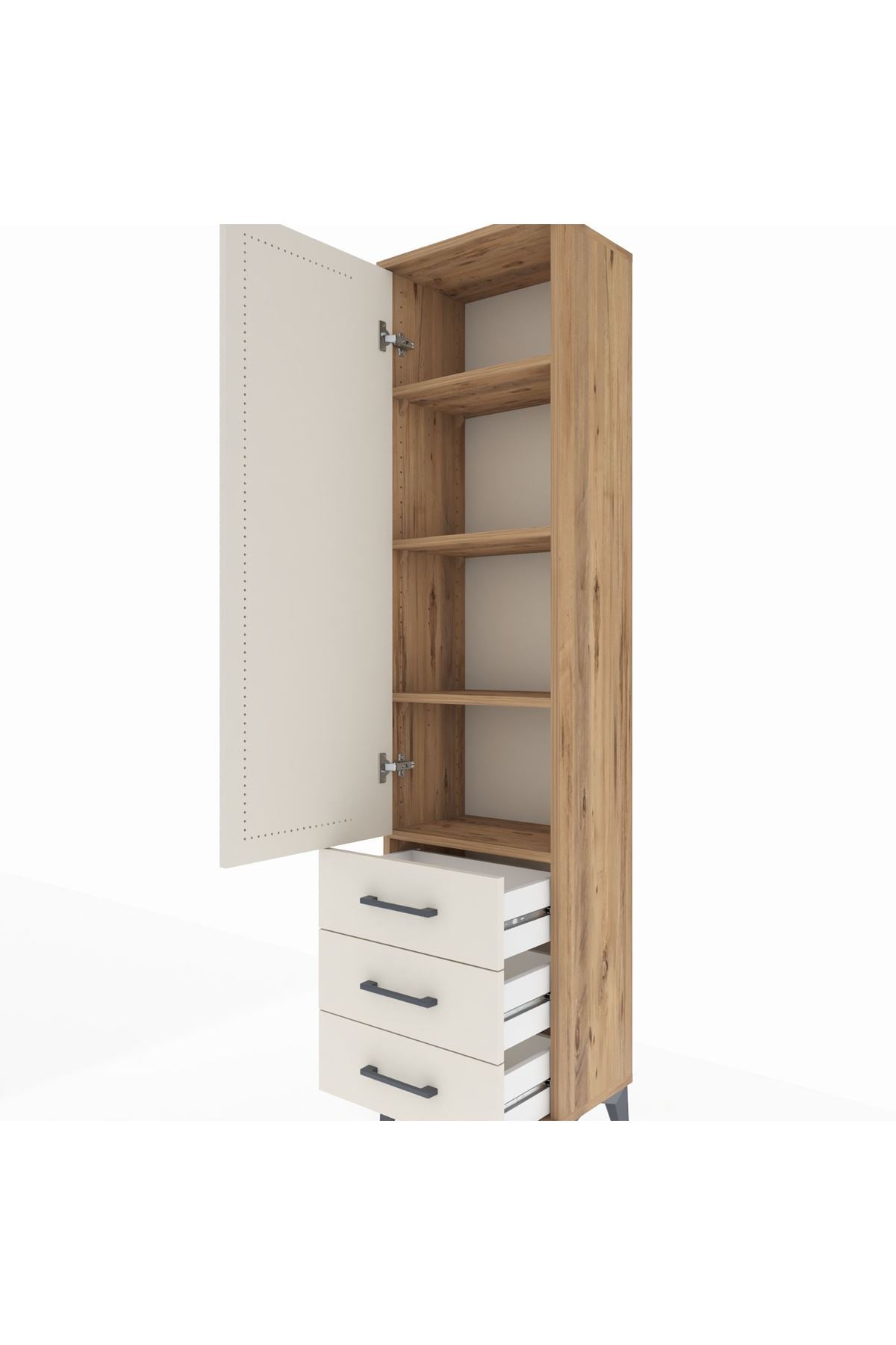 Arges Dolap 4 Raflı 3 Çekmeceli Tek Kapaklı 44x30x182 - S22M006V7A