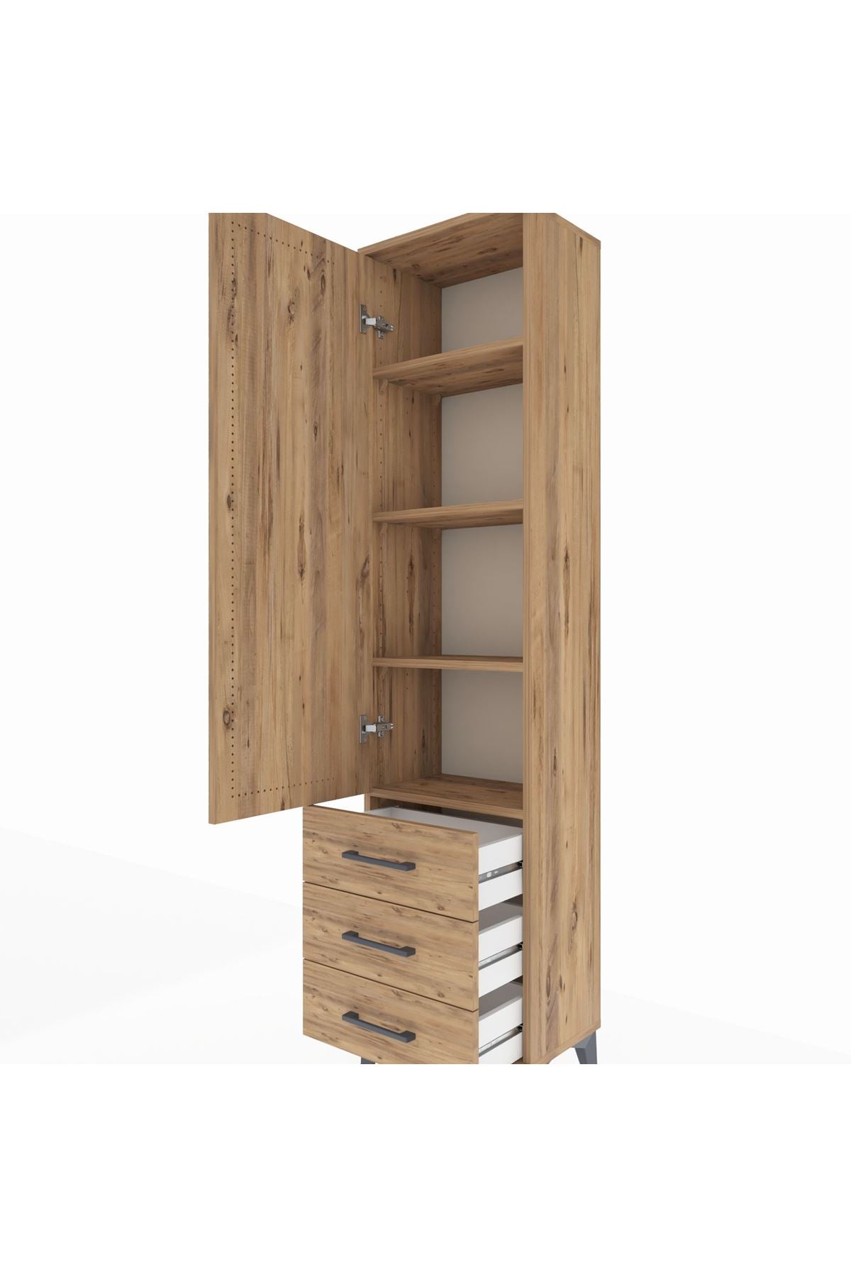 Arges Dolap 4 Raflı 3 Çekmeceli Tek Kapaklı 44x30x182 - S22M006V9A