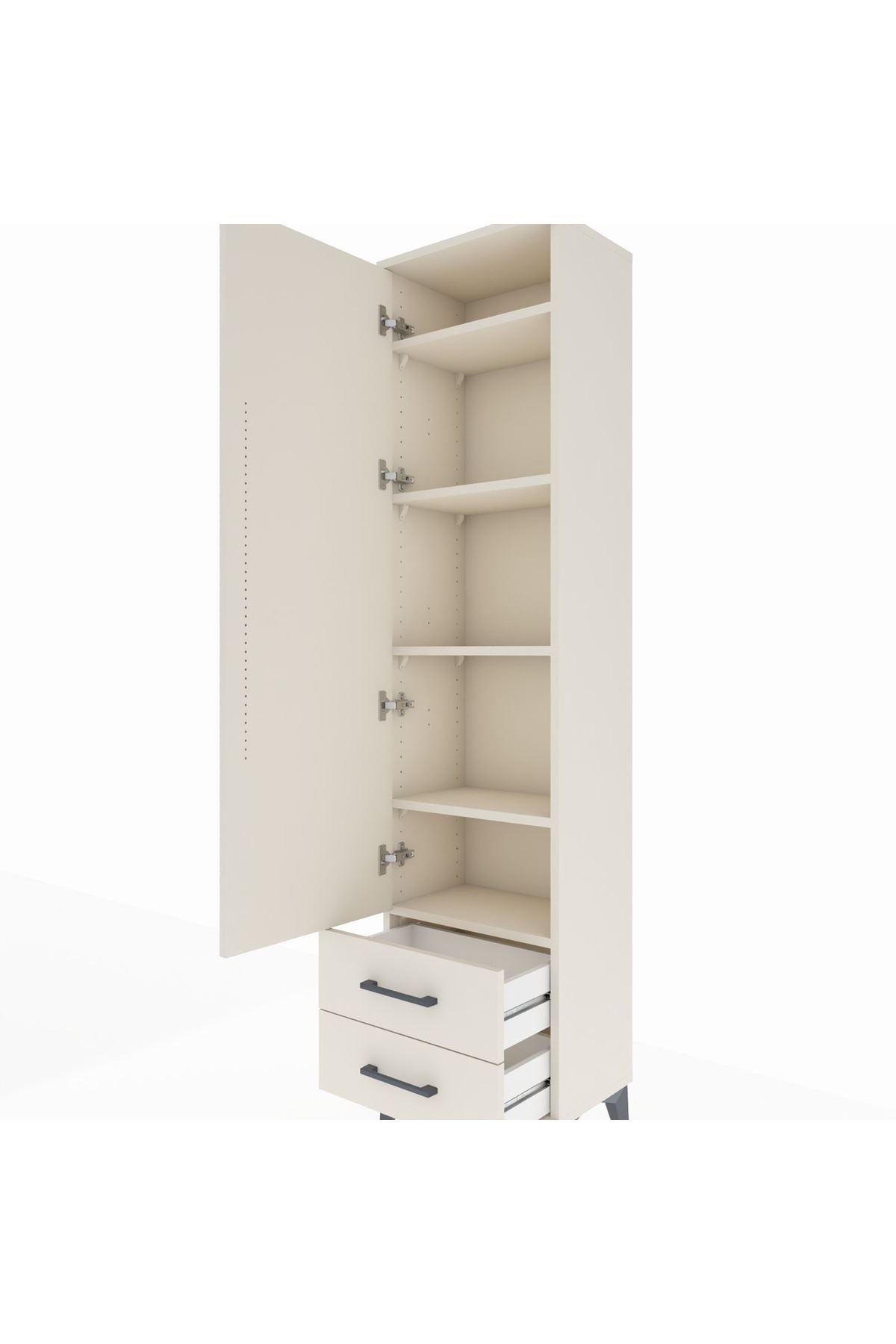 Arges Dolap 5 Raflı 2 Çekmeceli Tek Kapaklı 44x30x182 - S22M007V1A