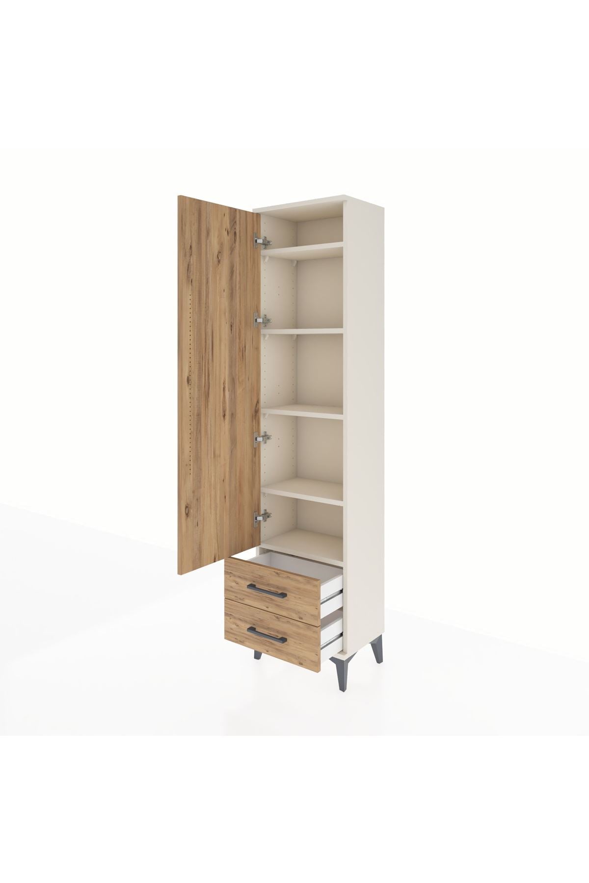 Arges Dolap 5 Raflı 2 Çekmeceli Tek Kapaklı 44x30x182 - S22M007V3A