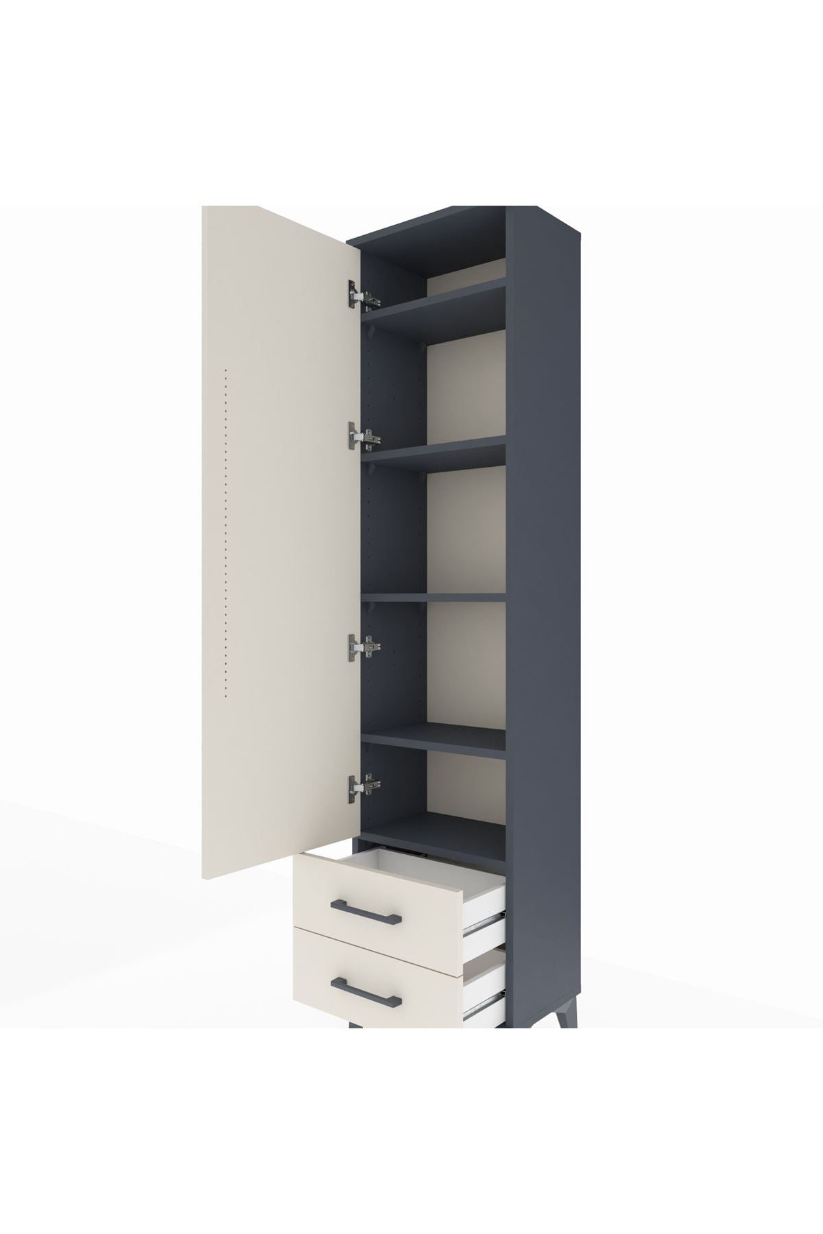 Arges Dolap 5 Raflı 2 Çekmeceli Tek Kapaklı 44x30x182 - S22M007V4A