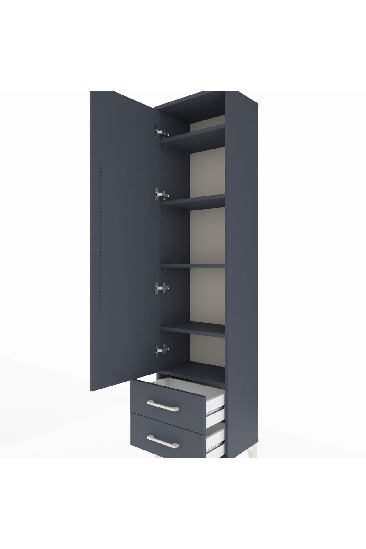 Arges Dolap 5 Raflı 2 Çekmeceli Tek Kapaklı 44x30x182 - S22M007V5A