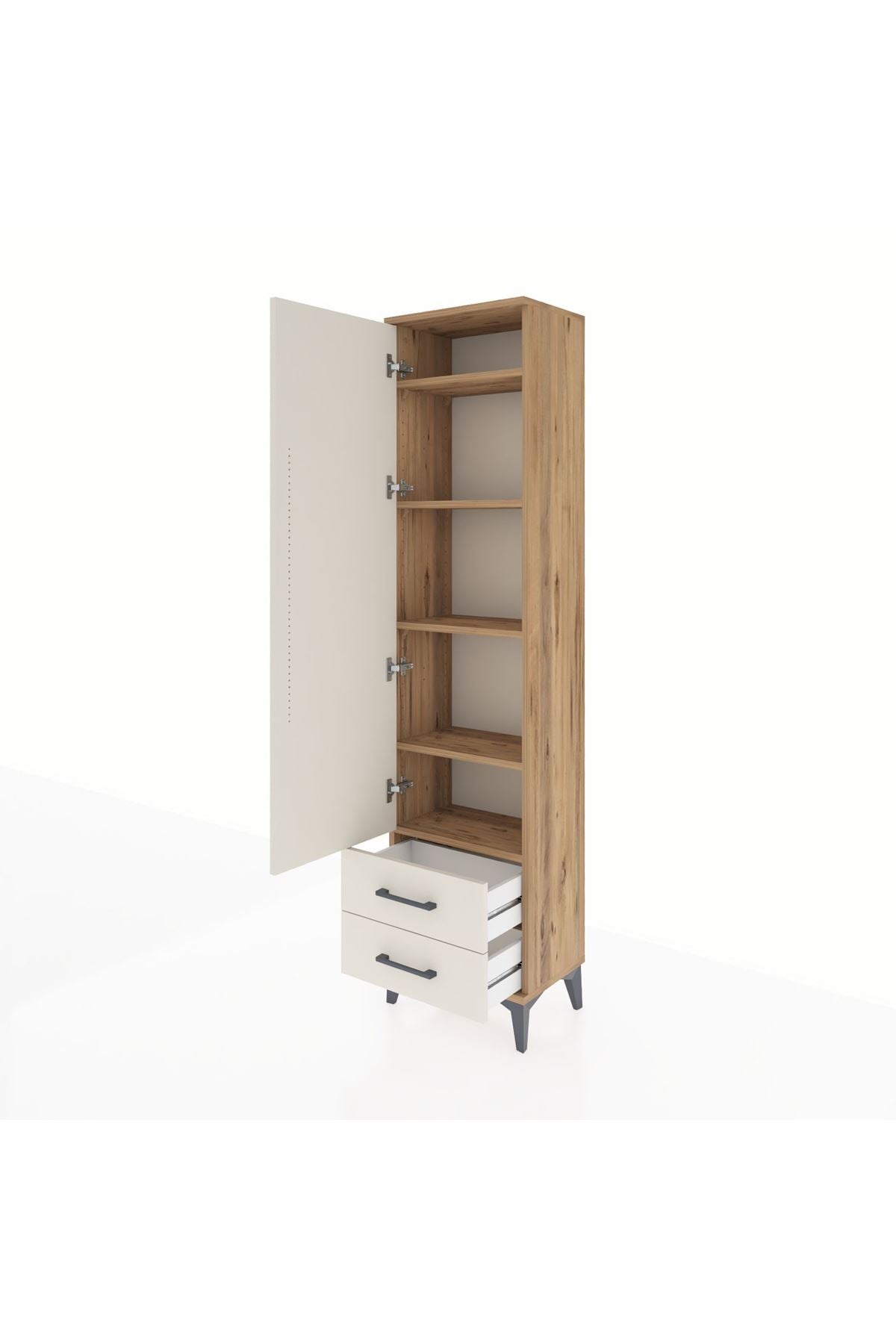 Arges Dolap 5 Raflı 2 Çekmeceli Tek Kapaklı 44x30x182 - S22M007V7A