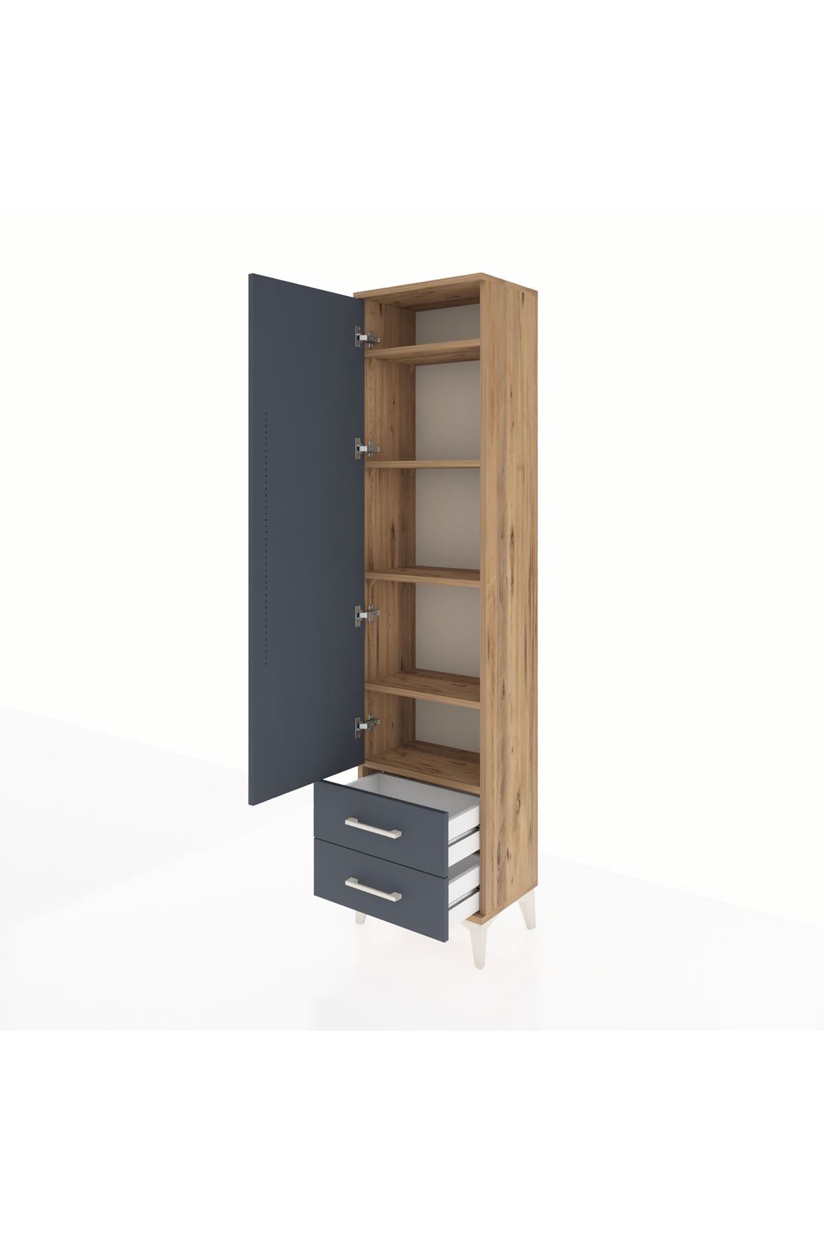 Arges Dolap 5 Raflı 2 Çekmeceli Tek Kapaklı 44x30x182 - S22M007V8A