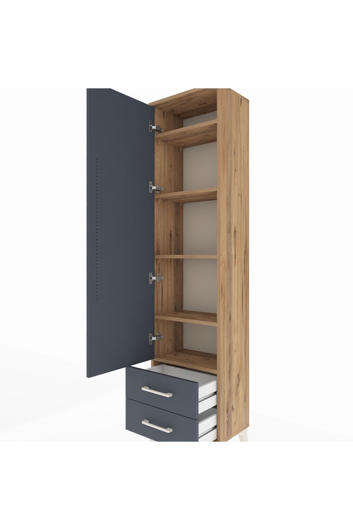 Arges Dolap 5 Raflı 2 Çekmeceli Tek Kapaklı 44x30x182 - S22M007V8A
