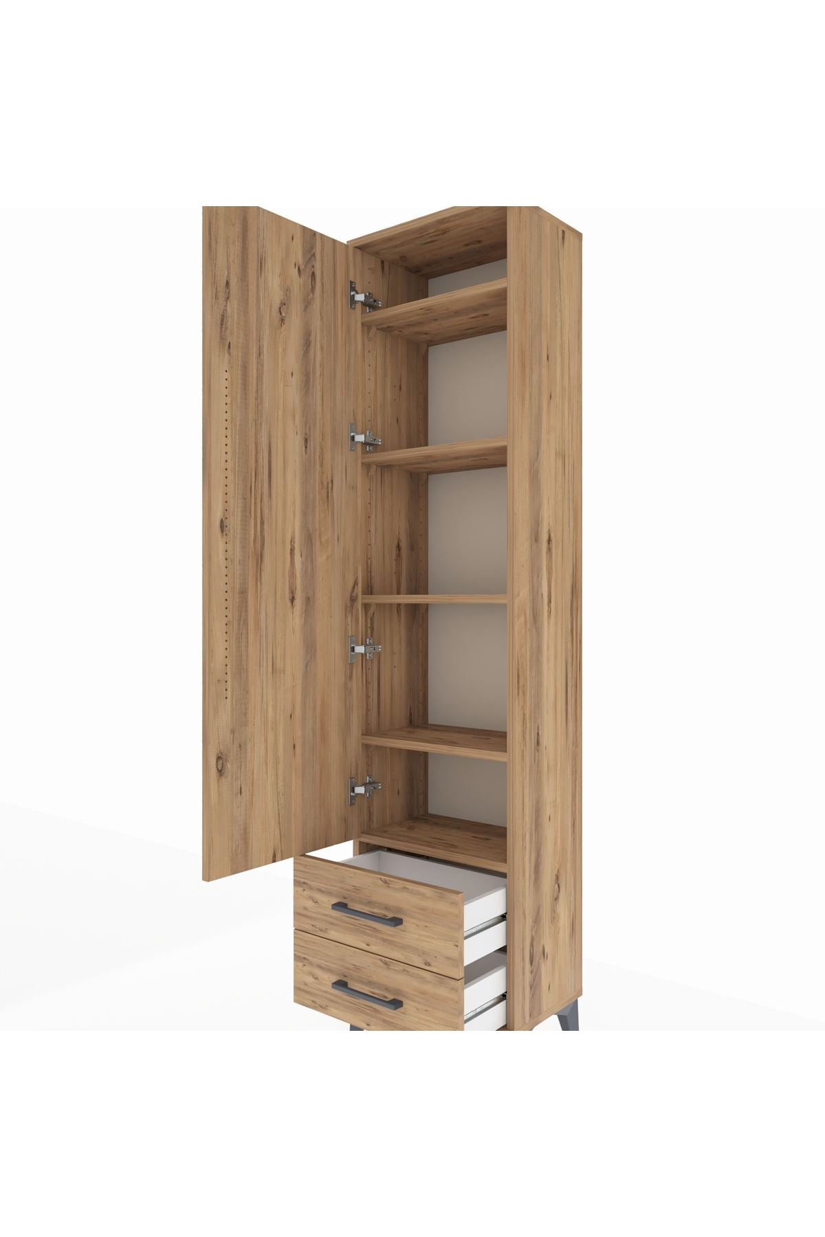 Arges Dolap 5 Raflı 2 Çekmeceli Tek Kapaklı 44x30x182 - S22M007V9A