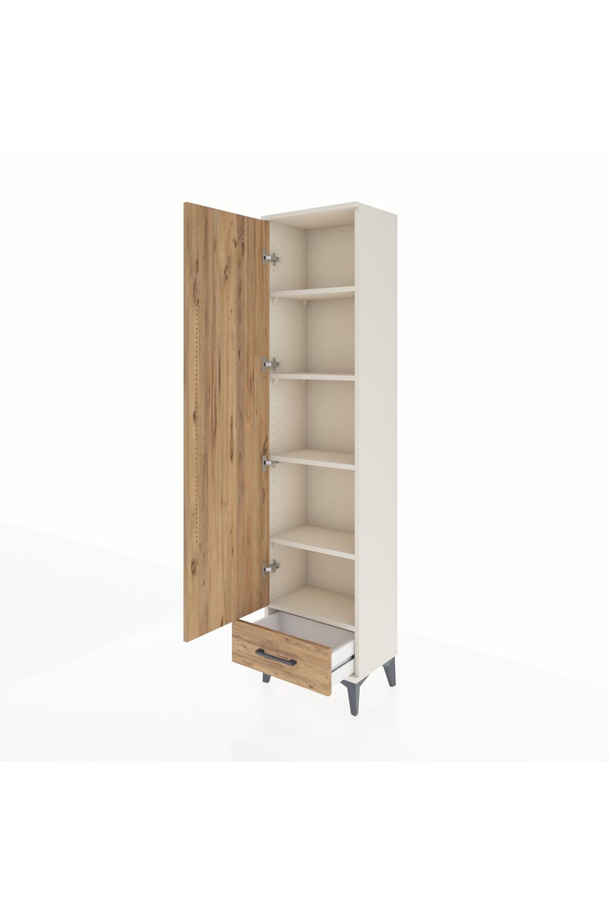 Arges Dolap 5 Raflı Tek Çekmeceli Tek Kapaklı 44x30x182 - S22M008V3A