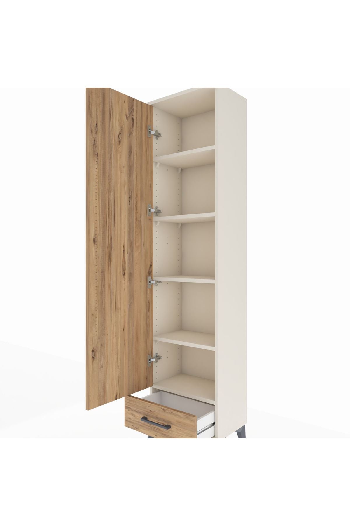 Arges Dolap 5 Raflı Tek Çekmeceli Tek Kapaklı 44x30x182 - S22M008V3A